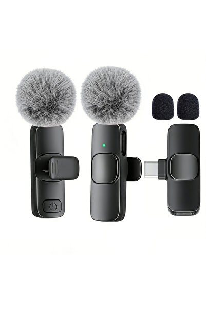 Choice6 Black-Type-c-1to2 Type-C Port Professional Wireless Lavalier Micropho...