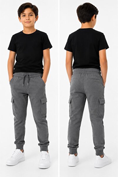 Dıgıl Kids Ribbed Sweatpants with Side Pockets Pantalon Lycra Primary School ...