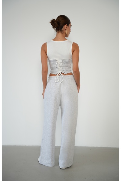 Myra Fashion Bağcıklı Korse Büstiyer ve Bol Paça Eşofman Altı İkili Alt Üst T...