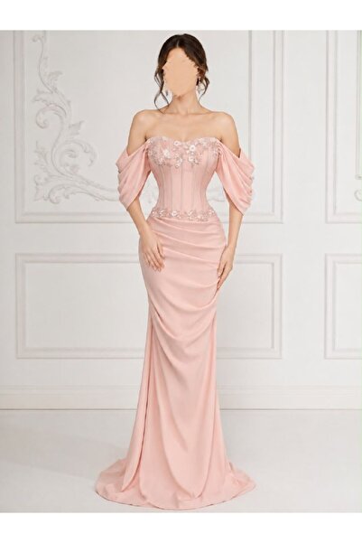 ranin Barbie Light Pink Evening Dress Embroidered