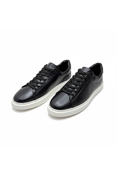 SİYAH DÜZ DERİ BÜYÜK NUMARA SNEAKER