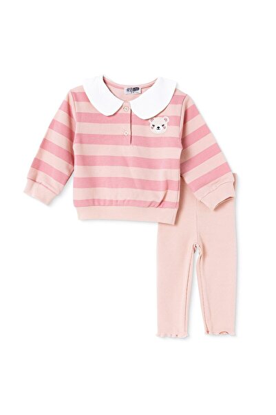 ebebek Hello Baby HelloBaby Kız Bebek Sweatshirt-Tayt Ayı Baskılı Düğmeli Beb...