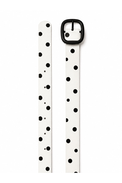 Pratsska Special Design Black and White Polka Dot Faux Leather Women's Belt w...