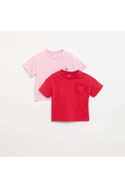 KIABI Set of 2 T-shirts with chest detail PINK