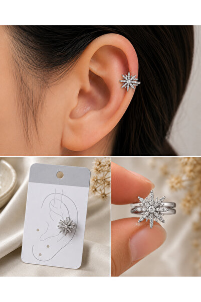 Bymiel Silver Color Zircon Stone Sun Figured Cartilage Earring – Single