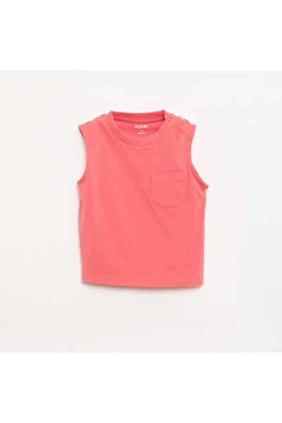 KIABI Cotton Jersey Tank Top with Chest Pocket ORANGE