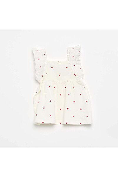 KIABI Ruffled Strappy T-shirt WHITE