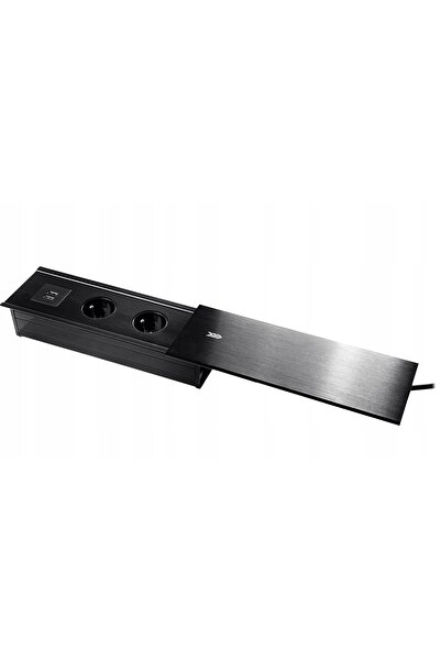 Spacetronik Priză de încorporat în blat, retractabilă, 230V USB-A, 1,5m, negru
