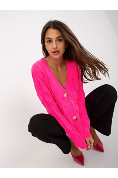 rue parıs Pulover Dama, RUE PARIS, Acril, Decolteu in V, Roz neon, model LC-S...