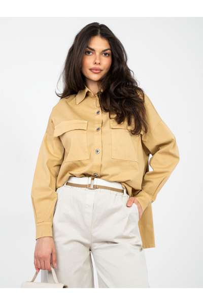 Italy Moda Camasa Dama Maneca lunga, Guler inalt, ITALY MODA, Camel Casual