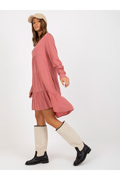 Sublevel Γυναικείο Φόρεμα, Sublevel, Βισκόζη, Φόρεμα Oversized, Σκούρο Ροζ, μ...