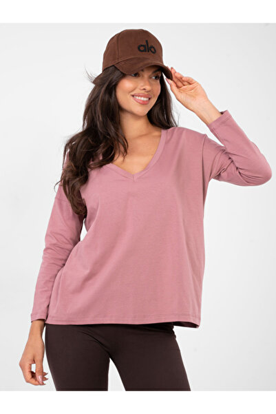 rue parıs Bluza Dama Maneca lunga, Decolteu in V, RUE PARIS, Roz Eleganta Off...