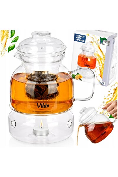 Vilde Fierbător cu sită și încălzitor, pentru ceai de plante, 1,5L