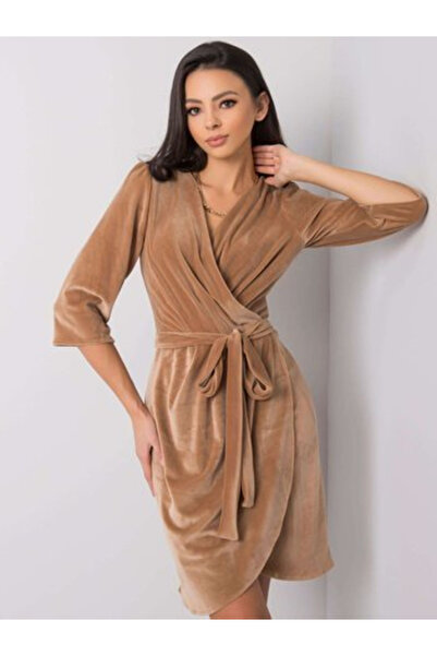 LAKERTA Rochie Dama, LAKERTA, Bumbac, Maneca 3/4, Bej inchis, model LK-SK-508...