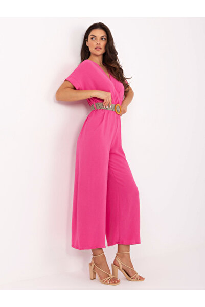 Italy Moda Women's Jumpsuit, ITALY MODA, Viscose, Short Sleeve, Dark Pink, mo...