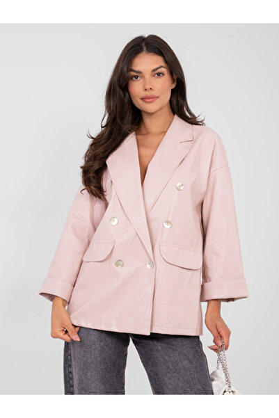 rue parıs Women's Jacket, RUE PARIS, Viscose, Long Sleeve, Light Pink, model ...