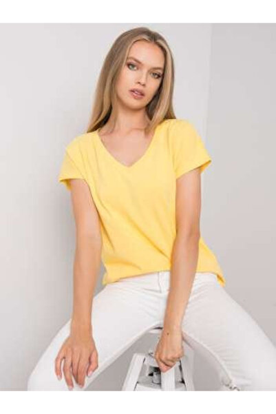 Basic Feel Good Tricou Dama Mini, Decolteu in V, BASIC FEEL GOOD, Galben Casu...