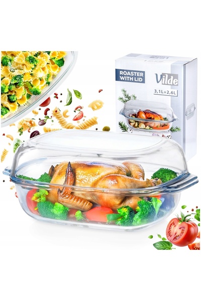 Vilde Vas de copt din sticlă termorezistentă, tip britfanka, 5,7L