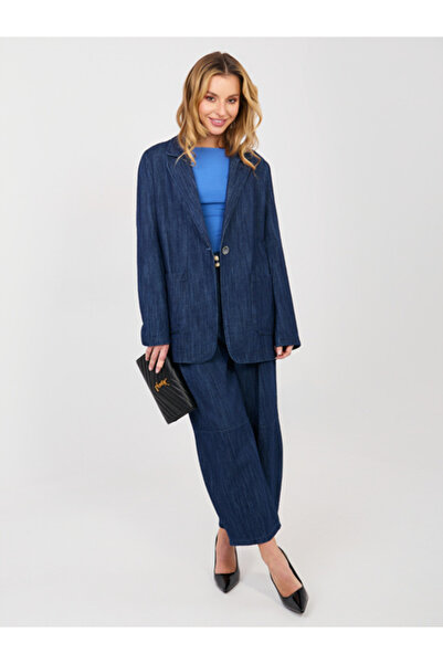 rue parıs Women's Jacket, RUE PARIS, Cotton, Long Sleeve, Navy Blue, model IT...