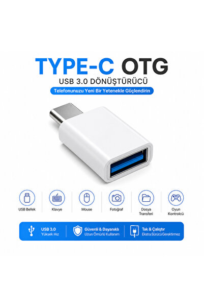 Exonix Type-C OTG USB 3.0 Dönüştürücü Adaptör USB Bellek Klavye Mouse Kamera ...