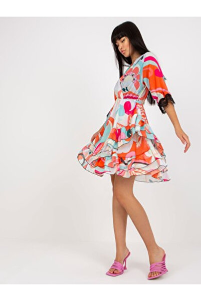 Italy Moda Rochie Dama, ITALY MODA, Poliester, Rochie evazata, Portocaliu, mo...
