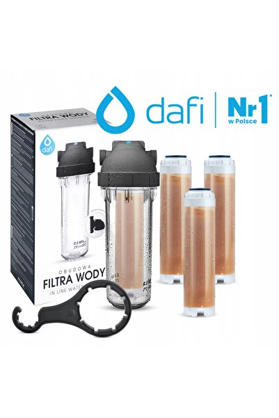 Dafi Filtr de apă dedurizant de curgere 1 inch + 3 bucăți Cartuș pentru înmui...