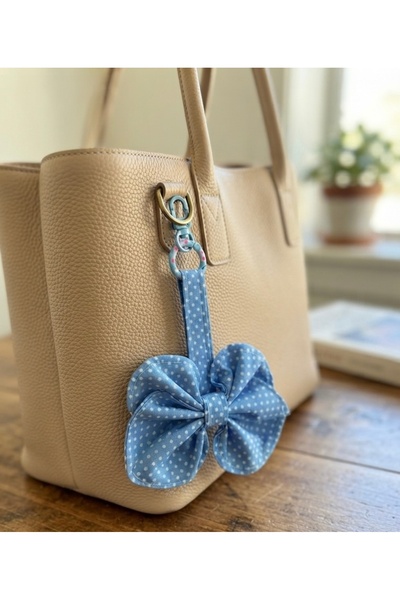 GENCATELİER Handmade Fabric Bow Bag Accessory - Keychain - Bag Charm
