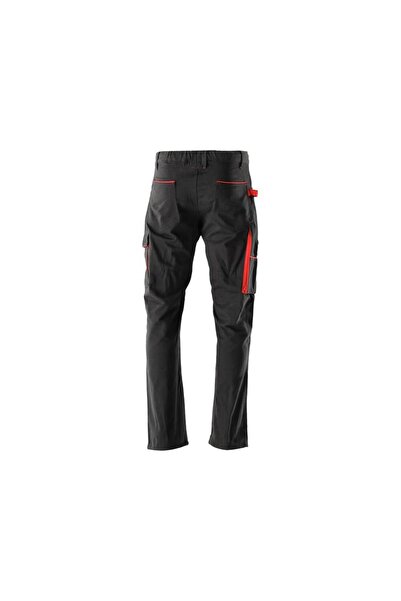 yato Salopetă de lucru confortabilă 2XL negru-roșu 7 buzunare bumbac 106-117 cm