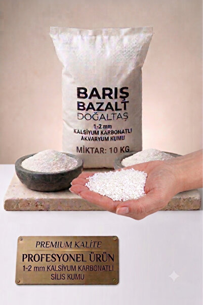 Barış bazalt doğaltaş 10 KG Beyaz Silis Akvaryum Kumu 1-2 mm Doğal Beyaz Akva...