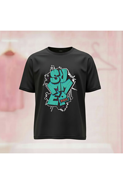 Vordevia Summer Printed Crew Neck Wide Fit Unisex Tshirt