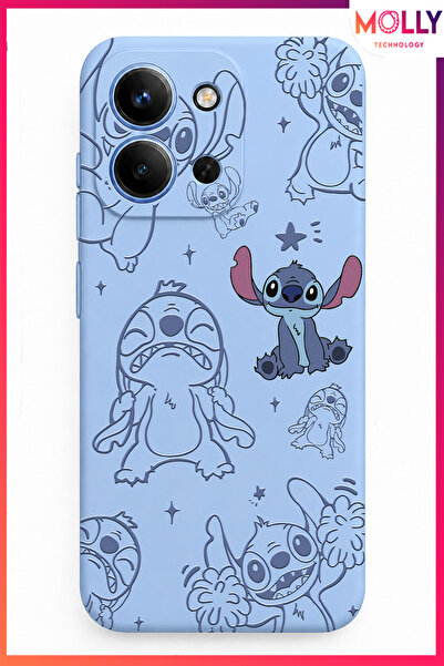 Molly REDMİ 15C İçin Bebe Mavisi Stitch Tatlı Çılgınlık Desenli Silikon Kılıf