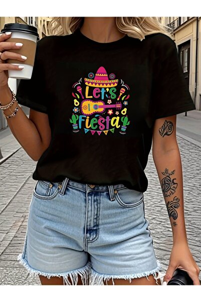 En22 LET'S FIESTA Graphic Tee, Short Sleeve Casual Top for Spring And Summer,...