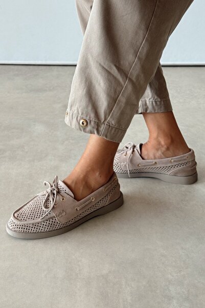 nope21shoess Life Bej Hakiki Deri Loafer