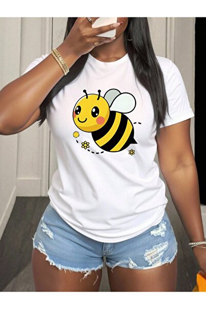 Astogria13 Casual T-Shirt with Cute Bee Print, Comfortable Short Sleeve Top D...