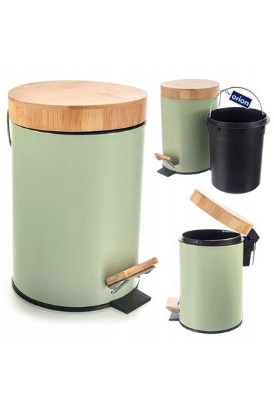 Orionis Coș de gunoi metalic cu pedală, verde, 3 L, ORION GREENISH, de mare c...