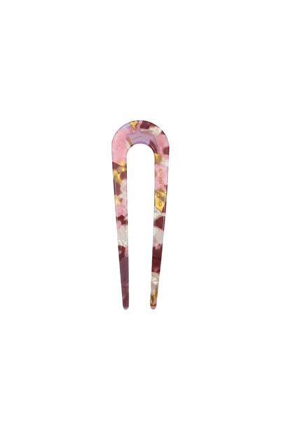 Charmist Kemik Slim Saç Tokası 13 cm Pembe Mermer