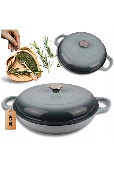 hagesa Cratită emailată plată pentru gătit în cazan, 30cm, 3L, HAGE, Sare de ...