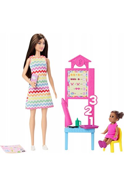 Barbie Set de jucării profesii: Profesor, Păpușă Îngrijitoare și Jucărie pent...
