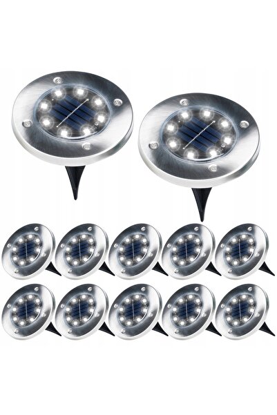 Vilde 12x Lampă solară de grădină cu țăruș, tip disc, cu senzor LED