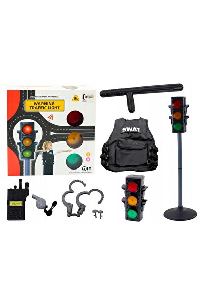 LeanToys Set Educativ Polițist Semnalizator Rutier 10 Elemente