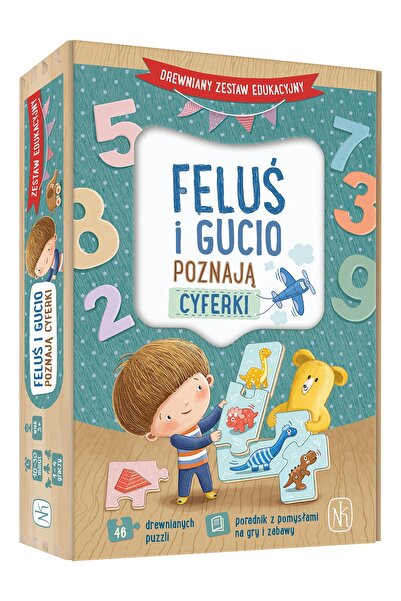 Nasza Księgarnia Feluś i Gucio puzzle din lemn educativ cu numere 46 piese 3+