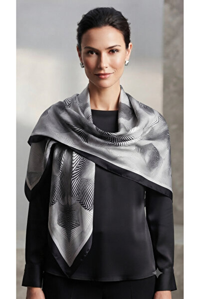 ŞALSERA Shoulder Shawl. 100 X 100 cm Black and White, Complements Every Style...