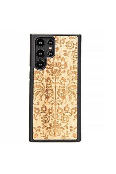 BewooDesign Husă din lemn pentru Samsung Galaxy S22 Ultra, cu tematică Folk P...