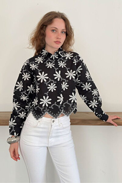 VERYMODA Embroidered Shirt - Black |   F1932