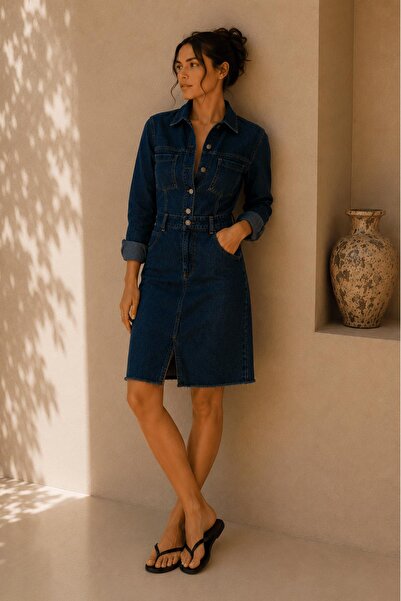 ALEXANDERGARDI Dark Blue Denim Shirt Dress