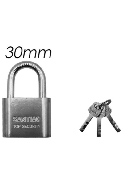 OEM Ατσάλινο Λουκέτο 30mm XS-30 Ασημί με 3 Κλειδιά Ασφαλείας και Κρίκο