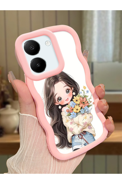 Hontinga Vivo Y27S Compatible Case Camera Protector Pink Silicone Couple Phon...