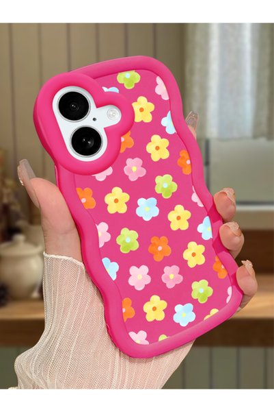 Hontinga iPhone 16 Compatible Case with Camera Protection Red Silicone Couple...