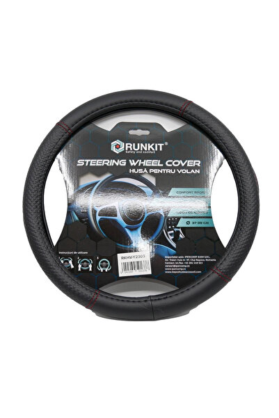 RUNKIT Steering wheel cover synthetic Leather Black (37-39 CM)
