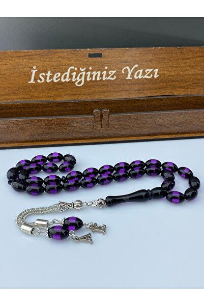 Tesbih Store Kişiye Özel Harf Püsküllü Erkek Hediyelik Sürmeli Toz Kehribar T...